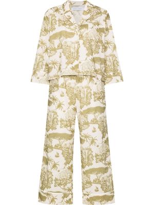 Desmond & Dempsey Loxodonta print pajama set - Neutrals