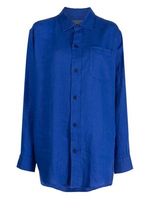 Desmond & Dempsey oversize long-sleeved cotton shirt - Blue