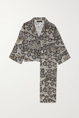 Desmond & Dempsey - Printed Linen Pajama Set - Black