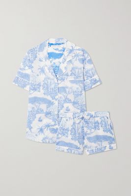 Desmond & Dempsey - Printed Organic Cotton-voile Pajama Set - Blue