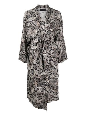 Desmond & Dempsey snakeskin linen robe - Neutrals