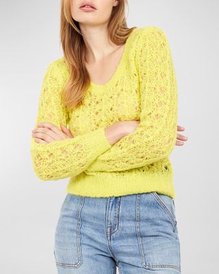 Despoina Open-Stitch Scoop-Neck Sweater