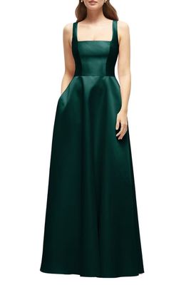 Dessy Collection Sleeveless Satin Gown in Evergreen 