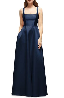 Dessy Collection Sleeveless Satin Gown in Midnight 