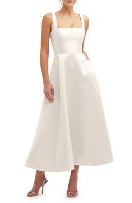 Dessy Collection Square Neck Sateen Midi Gown in Ivory