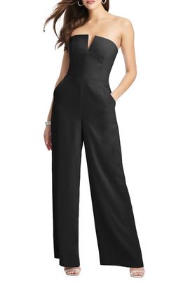 Dessy Collection Strapless Crepe Jumpsuit in Black
