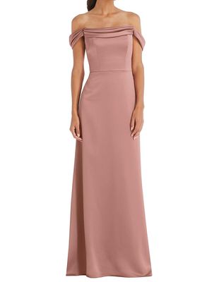 Dessy Collection Women's Draped Pleat Off-the-Shoulder Maxi Dress in Desert Rose