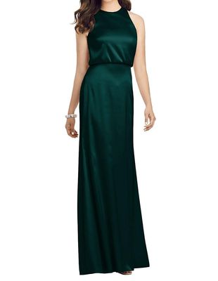 Dessy Collection Women's Sleeveless Blouson Bodice Trumpet Gown in Evergreen