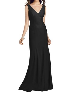 Dessy Collection Women's Sleeveless Seamed Bodice Trumpet Gown in Black