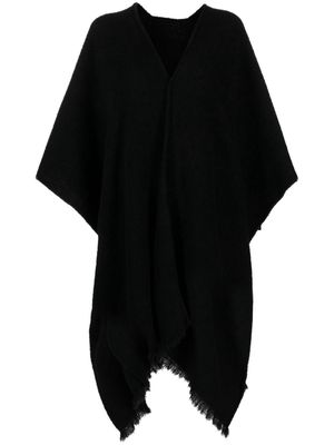 Destin bandana-pattern frayed wool-blend cape - Black