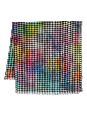 Destin check-pattern linen scarf - Purple