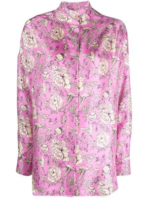 Destin floral-printed silk shirt - Pink