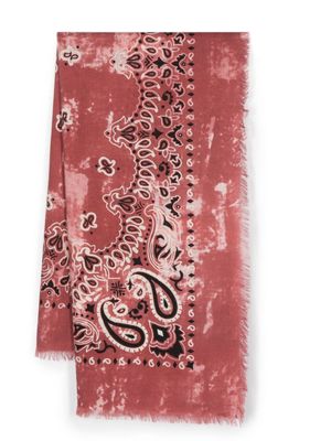 Destin Jil bandana-print wool scarf - Pink