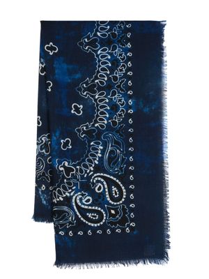 Destin Jil tie-dye print wool scarf - Blue