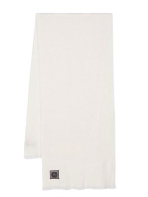 Destin logo-patch fine-knit scarf - White