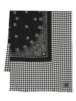 Destin mix-print logo-patch scarf - Black