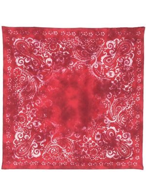 Destin silk paisley-print scarf - Red