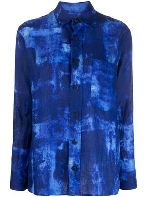 Destin tie-dye linen shirt - Blue