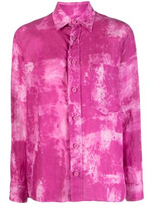 Destin tie-dye print linen shirt - Pink