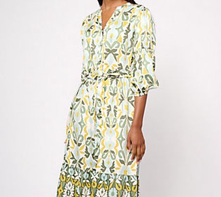 Destination 365 Petite Printed Button-Front Dress with Belt