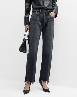 Detroit High Rise Wide Straight Ankle Jeans