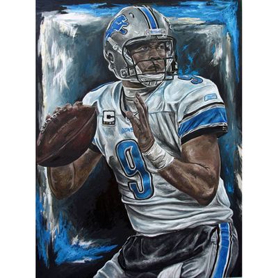 Detroit Lions "Rocket Arm" Fine Art Canvas Print 30" x 40" by Artist David Courson