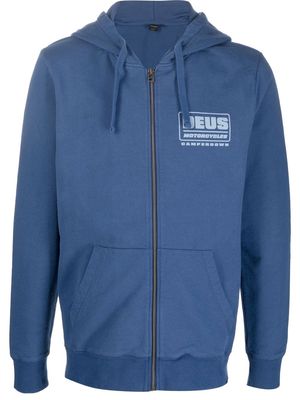 Deus Ex Machina logo-print zip-up hoodie - Blue