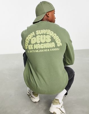 Deus Ex Machina surf crew canggu sweat in khaki-Green