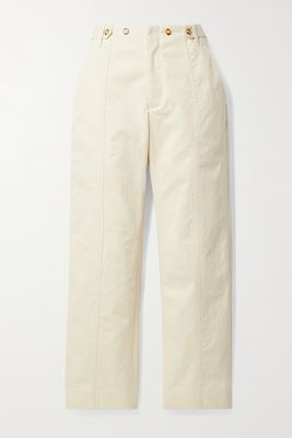 Deveaux - Judi Cotton-twill Straight-leg Pants - White