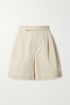 Deveaux - Veronique Pleated Twill Shorts - Ecru