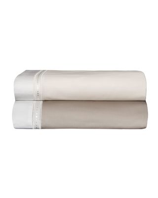 Devere Full/Queen Sheet Set, Taupe/White