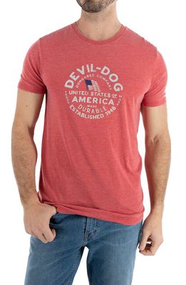Devil-Dog Dungarees USA Stamp Graphic T-Shirt in Heather Red