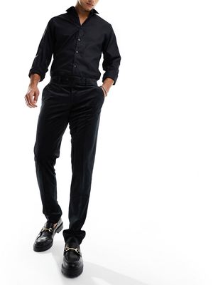 Devils Advocate black velvet skinny suit pants