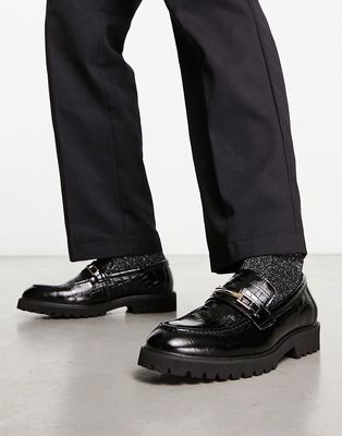 Devils Advocate croc loafers in black leather