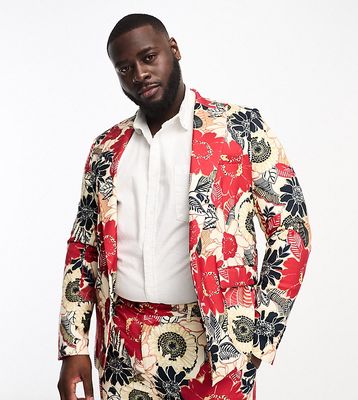Devils Advocate Plus skinny fit suit jacket in floral print-Multi