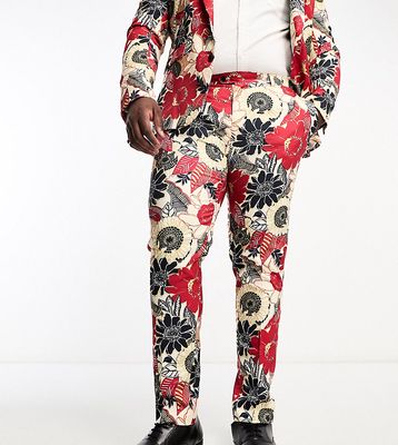 Devils Advocate Plus skinny fit suit pants in floral print-Multi