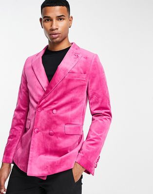 Devils Advocate velvet blazer in pink