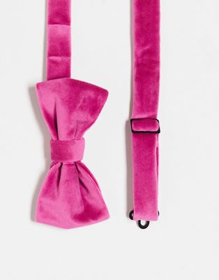 Devils Advocate velvet bow tie in pink