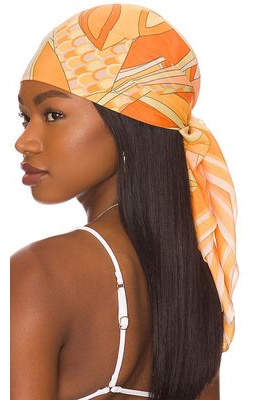 DEVON WINDSOR Silk Headscarf in Orange.