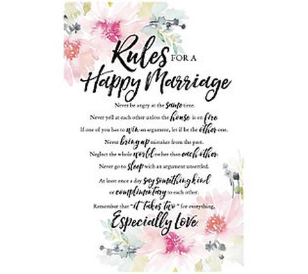 Dexsa Rules For Happy Marriage Wood Plaque with Easel