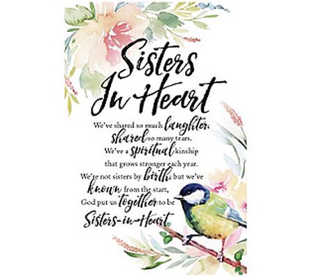 Dexsa Sisters In Heart Wood Plaque with Easel