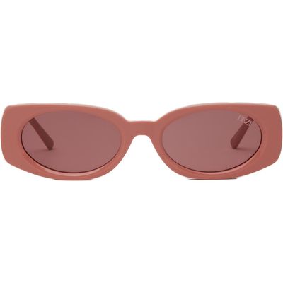 DEZI Booked 52mm Rectangular Sunglasses in Guava /Berry 