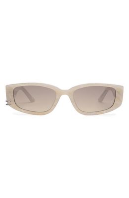 DEZI Cuffed 53mm Square Sunglasses in Limestone /Amber /Silver
