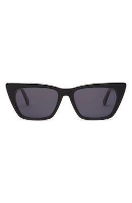 DEZI Gato 55mm Cat Eye Sunglasses in Black /Dark Smoke
