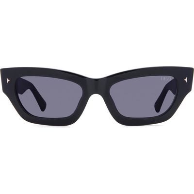 DEZI Stacked 55mm Cat Eye Sunglasses in Black /Dark Smoke /Gold