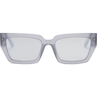 DEZI Switch 55mm Square Sunglasses in Steel /Smoke Flash 