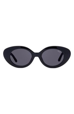 DEZI Thelma 49mm Small Oval Sunglasses in Black /Dark Smoke
