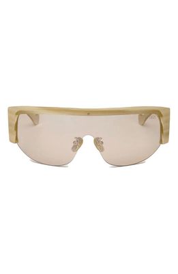 DEZI Thique 125mm Oversize Rimless Shield Sunglasses in Ivory /Flash Beige 