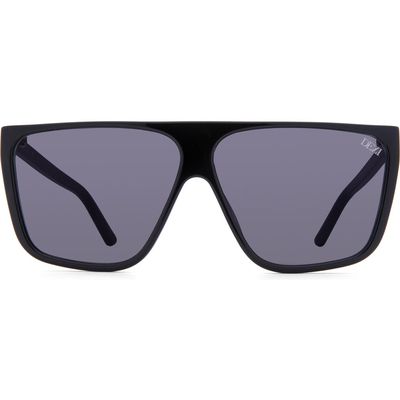 DEZI Type B 63mm Oversize Flat Top Sunglasses in Black/Dark Smoke 