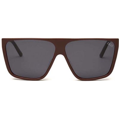 DEZI Type B 63mm Oversize Flat Top Sunglasses in Chocolate /Dark Smoke 